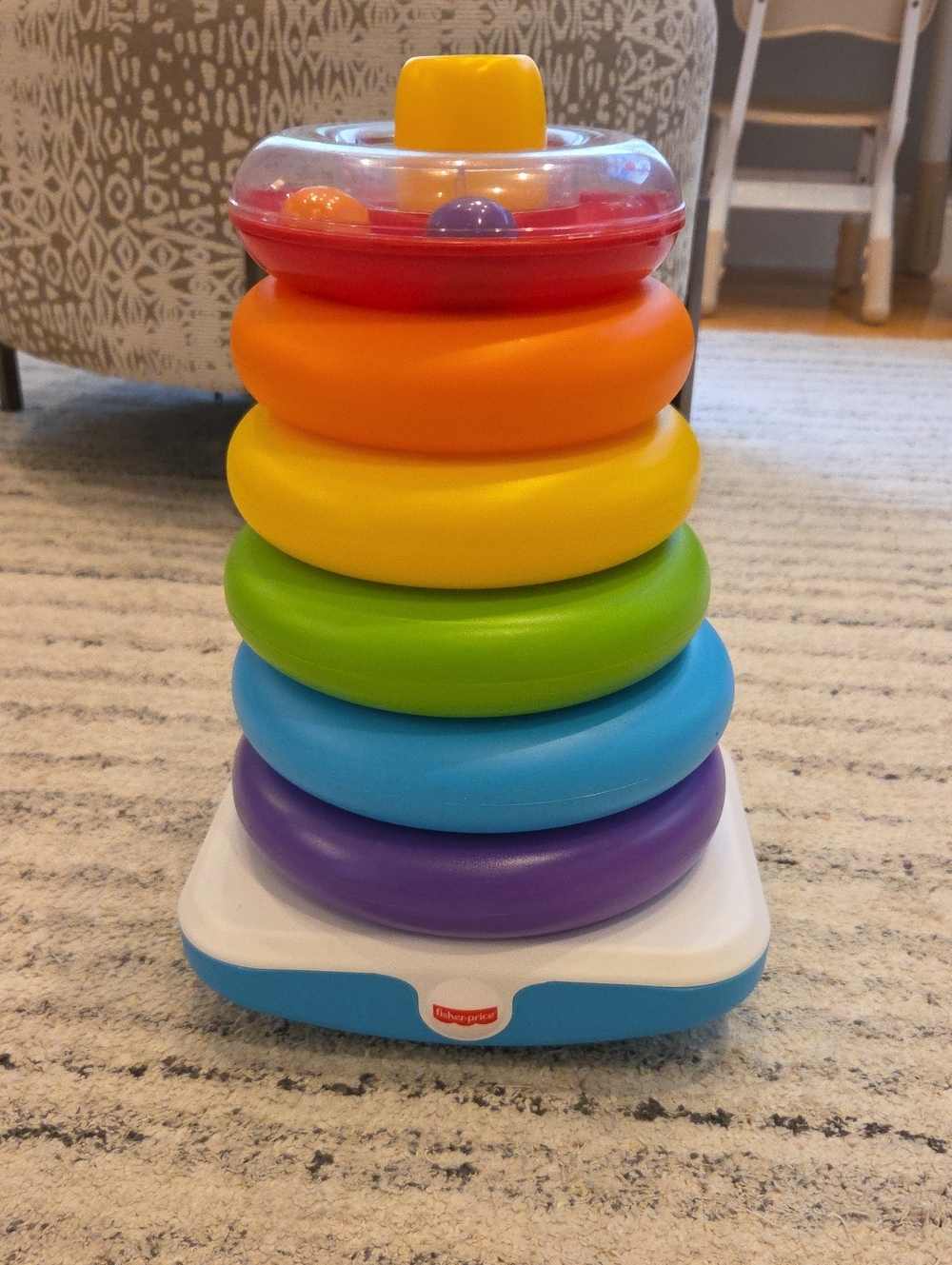 Fisher-Price Rainbow Mega Ring Stacker Toy with Clear Top